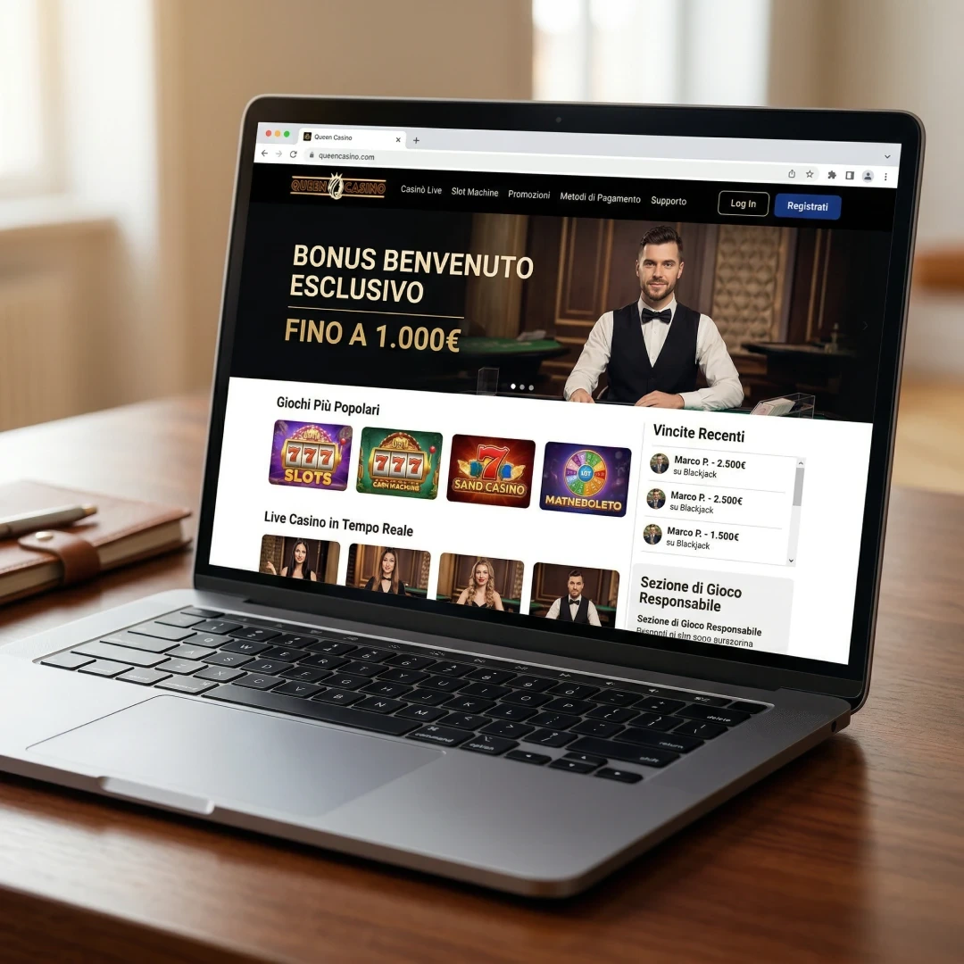 Sezione casinò live di Queen Casino con tavoli di roulette, blackjack e game show di Evolution